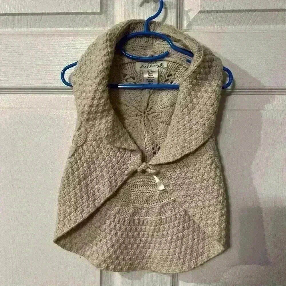 H&M L.O.G.G. Label Of Graded Goods Girls Cream Crochet Knit Vest Size US 4-6